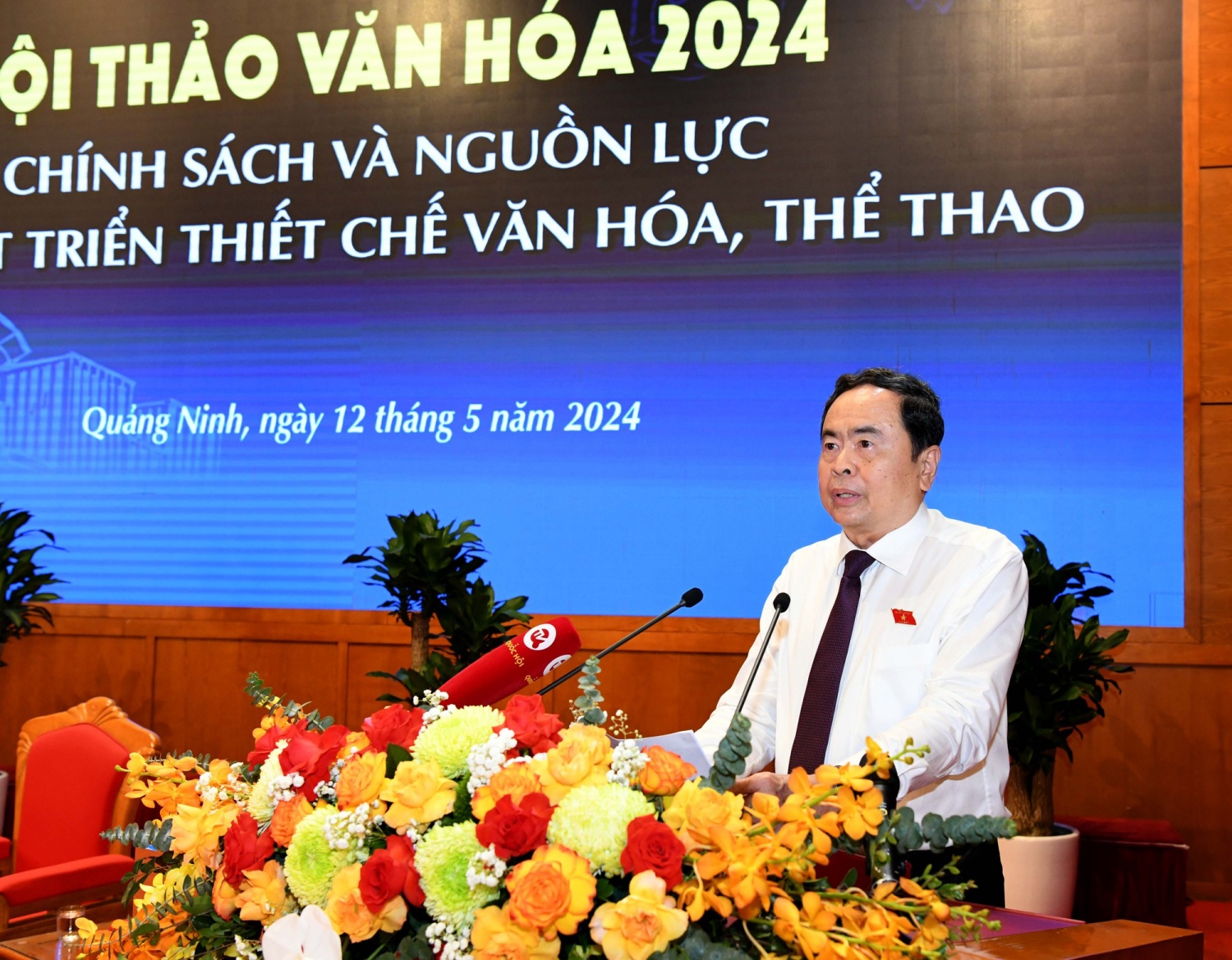 Phó Chủ tịch Thường trực Quốc hội Trần Thanh Mẫn phát biểu tại Hội nghị Ảnh: mediaquochoi