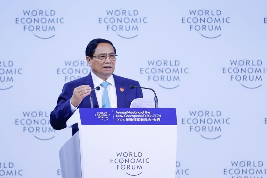 Thủ tướng Phạm Minh Chính phát biểu tại WEF Đại Liên - Trung Quốc.