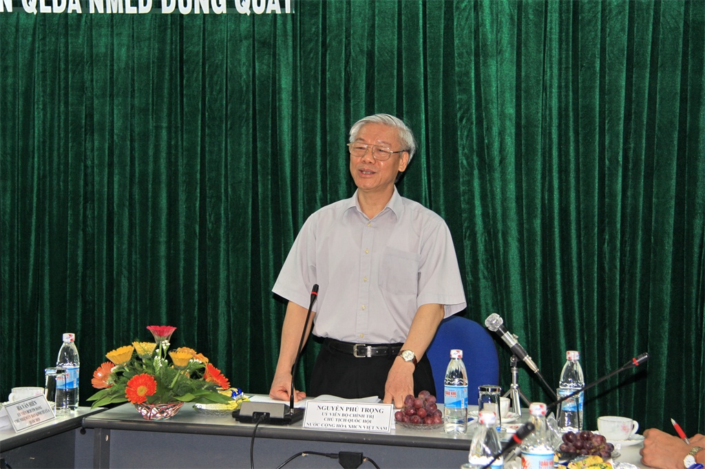 Đồng chí Nguyễn Phú Trọng phát biểu tại buổi làm việc