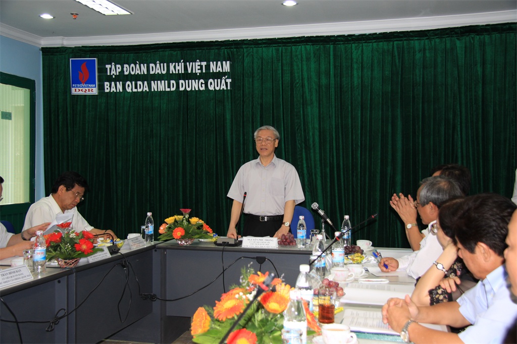 Đồng chí Nguyễn Phú Trọng phát biểu tại buổi làm việc