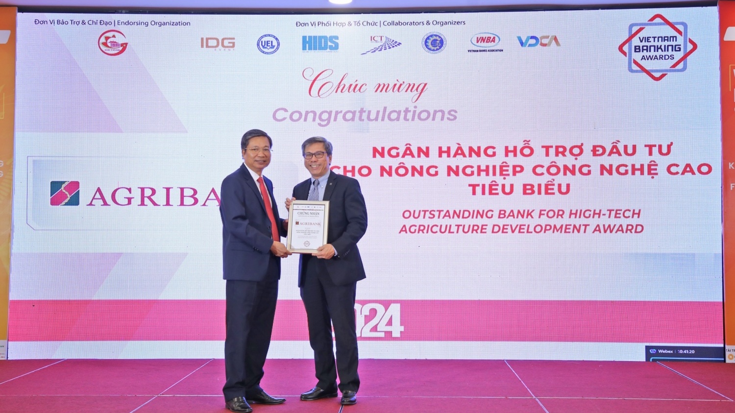 Agribank được vinh danh 3 giải thưởng Ngân hàng Việt Nam tiêu biểu 2024