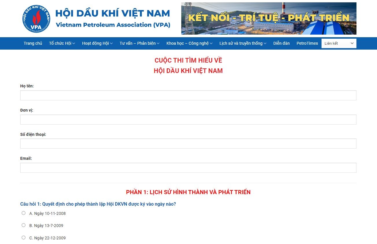 “Cuộc thi tìm hiểu về Hội Dầu khí Việt Nam” sẽ bắt đầu vào ngày 21/8 ...