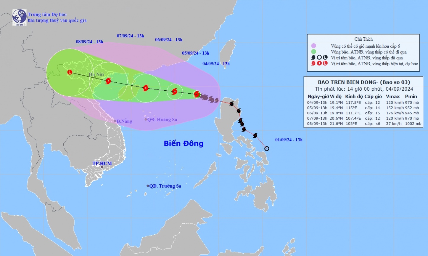 Bão Yagi có thể mạnh lên thành siêu bão