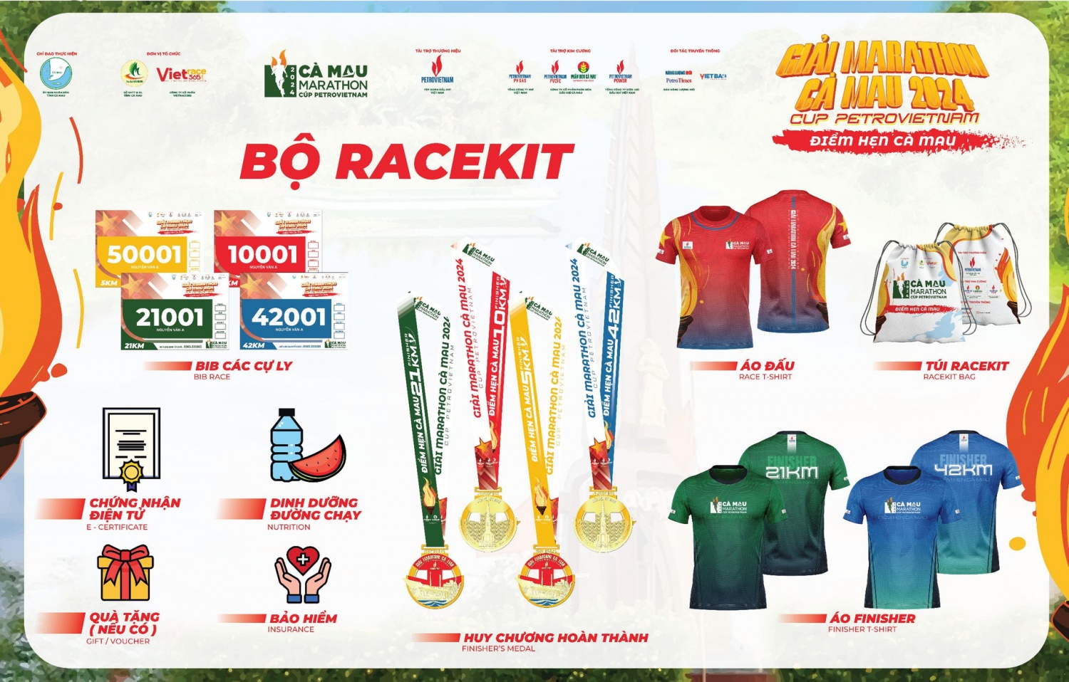 Bộ Race kit chính thức của giải Marathon - Cà Mau 2024 Cúp Petrovietnam