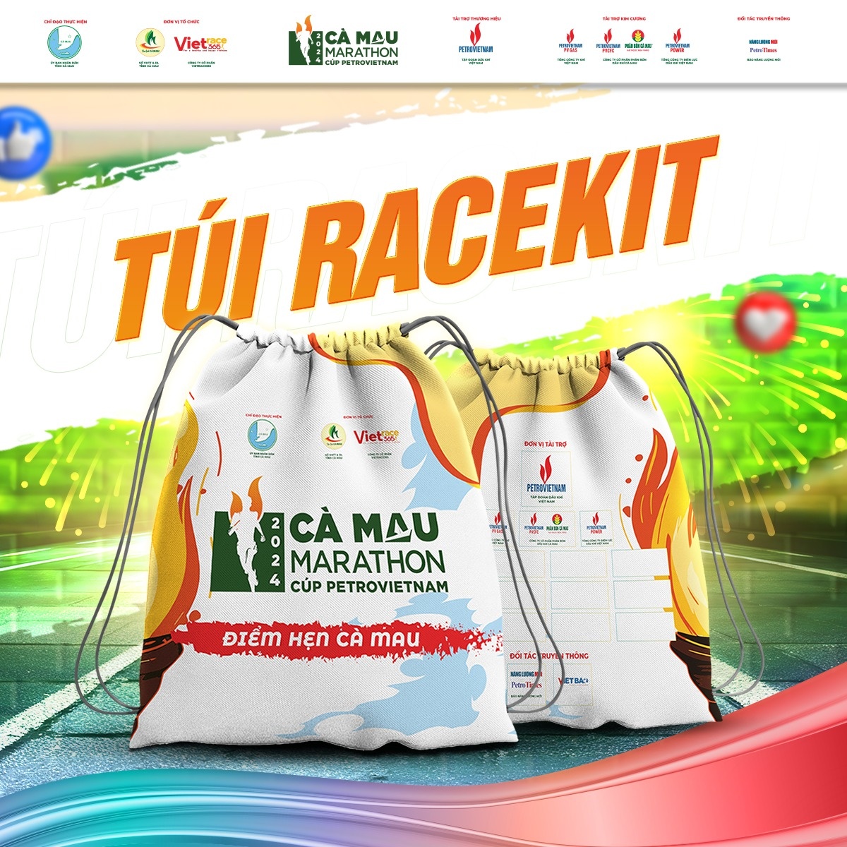 Bộ Race kit chính thức của giải Marathon - Cà Mau 2024 Cúp Petrovietnam