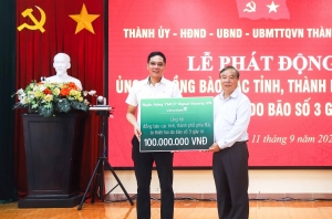 Cán bộ nhân viên Vietcombank ủng hộ 1 ngày lương hỗ trợ đồng bào bị thiệt hại do bão số 3