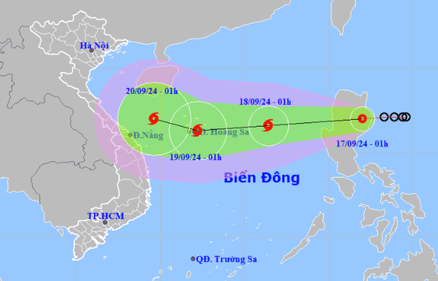 Vị trí và đường đi của áp thấp nhiệt đới.