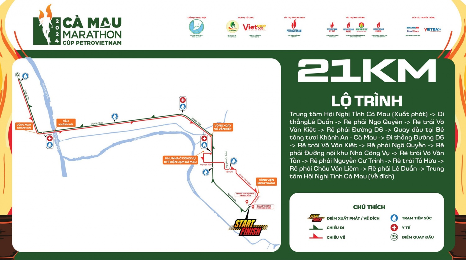 Lộ trình của cự ly 21km.