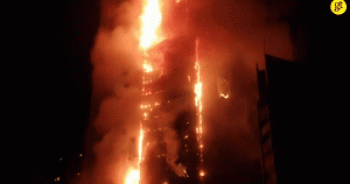 Tòa nhà chọc trời ở UAE cháy nghi ngút như cột lửa