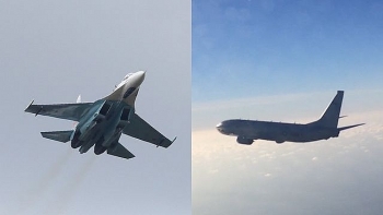 Khoảnh khắc chiến đấu cơ Nga chặn máy bay trinh sát Mỹ trên biển