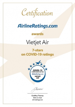 Vietjet nằm trong số các hãng hàng không phòng chống dịch tốt nhất thế giới