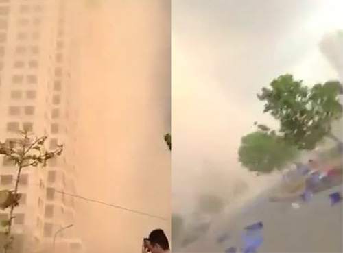 [VIDEO] Xuất hiện bão cát "lật tung" một con đường ở Hà Nội