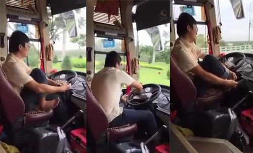 [VIDEO] Coi thường tính mạng hành khách, tài xế vừa lái xe vừa xỏ giầy