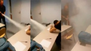 [VIDEO] Ngủ gật trong lớp, sinh viên bị thầy giáo đánh thức bằng bình cứu hỏa