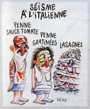 Charlie Hebdo báng bổ nỗi đau của người Ý sau động đất