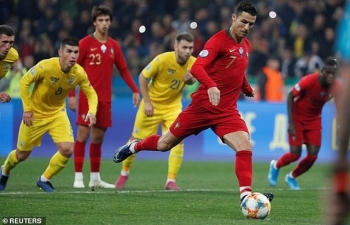 C.Ronaldo cán mốc 700 bàn thắng, Bồ Đào Nha vẫn thua Ukraine