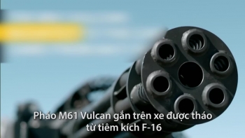 Kỹ sư Mỹ gắn pháo 6 nòng trên tiêm kích F-16 lên ôtô