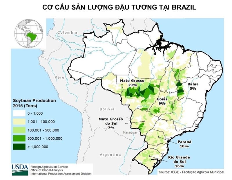 Brazil: Gieo trồng đậu tương tại bang Mato Grosso đang nhanh hơn trung bình 5 năm qua