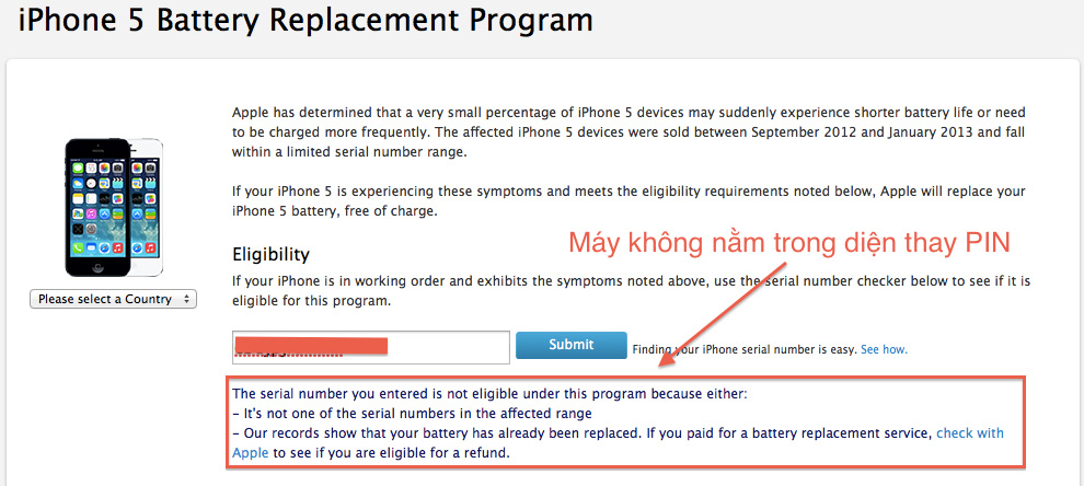 iPhone 5 được thay pin miễn phí tại Việt Nam