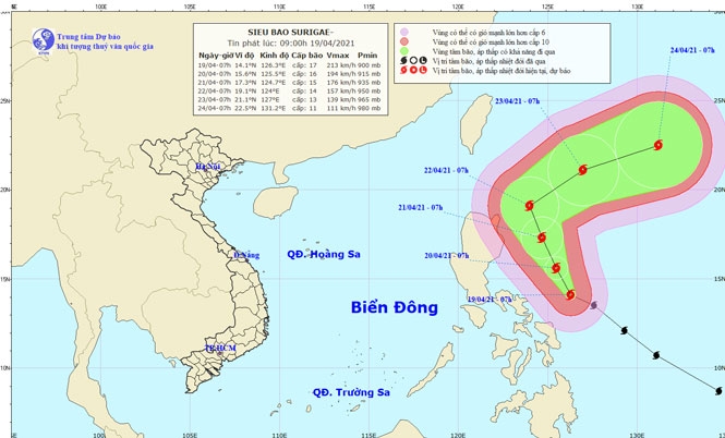 Siêu bão Surigae hầu như không ảnh hưởng đến đất liền Việt Nam