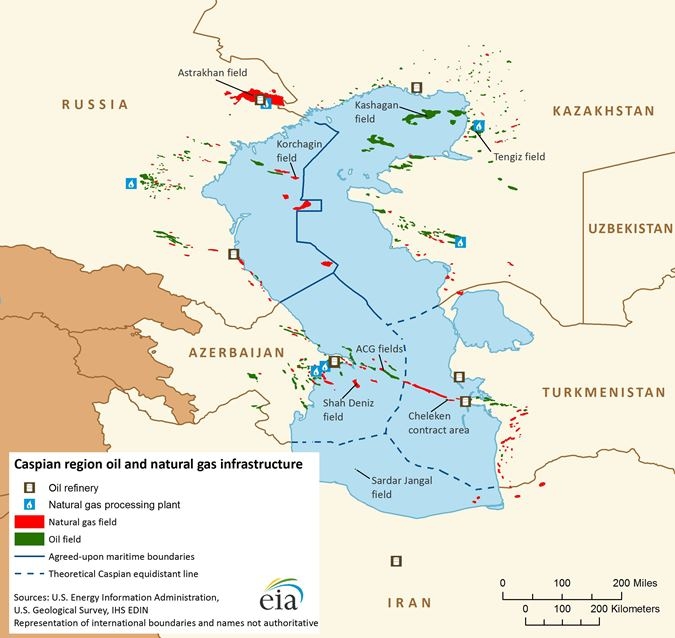 Azerbaijan và Nga phát triển các mỏ khí ở phía Bắc biển Caspian