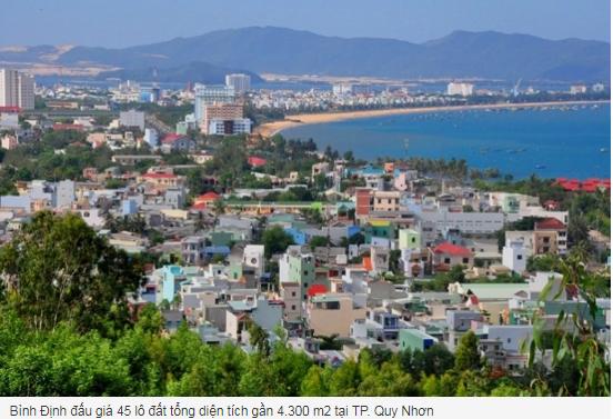Bình Định đấu giá 45 lô đất tổng diện tích gần 4.300 m2 tại TP Quy Nhơn