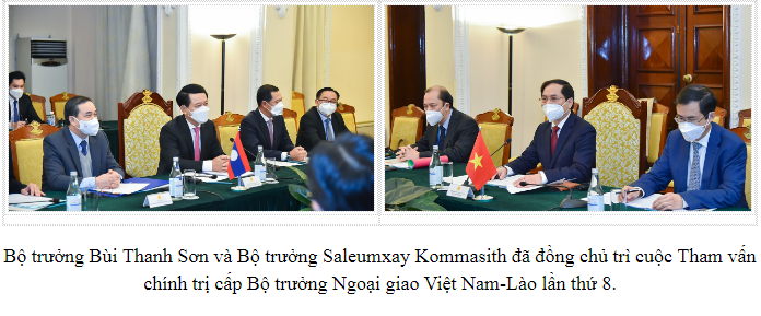 Bộ trưởng Ngoại giao Lào thăm chính thức Việt Nam, đồng chủ trì Tham vấn cấp Bộ trưởng Ngoại giao Việt Nam – Lào lần thứ 8