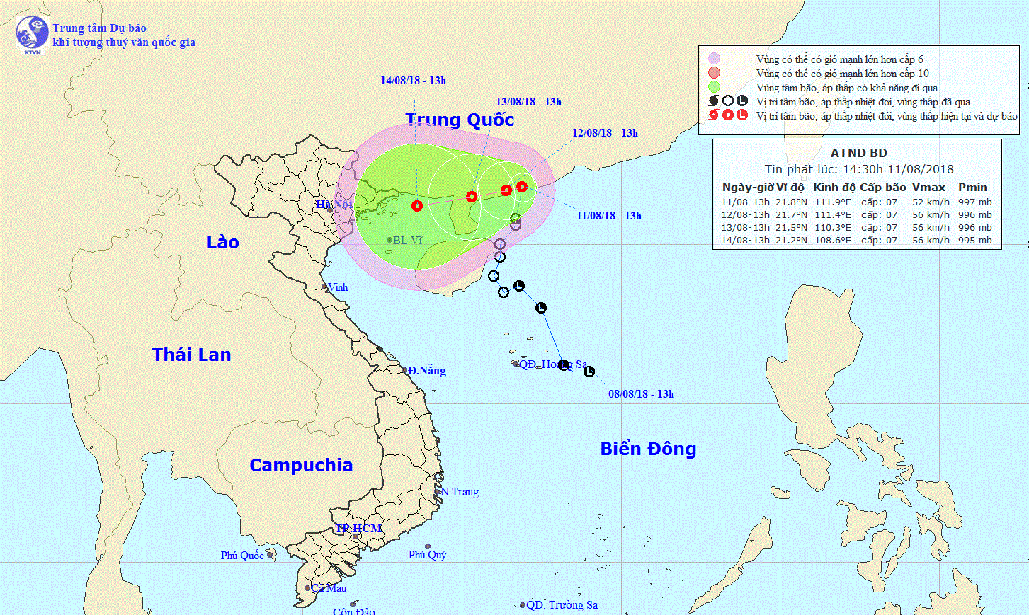 ap thap nhiet doi bat ngo doi huong vao mien bac