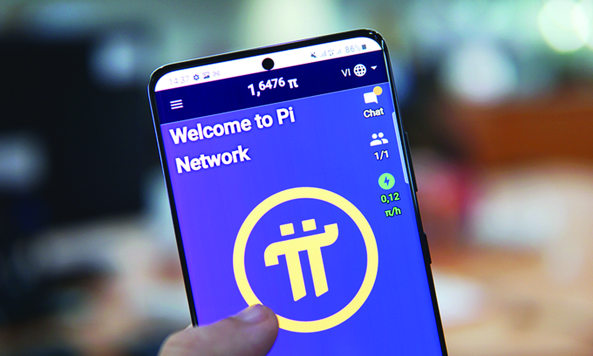 Giao diện của ứng dụng Pi Network. Số lượng đồng Pi trong tài khoản sẽ tăng theo từng giờ, dù người dùng không làm gì.p/Ảnh: Lưu Quý.