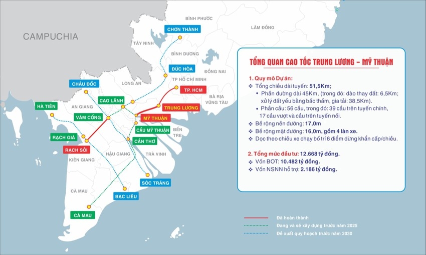 Cao tốc Trung Lương - Mỹ Thuận thông tuyến từ 30/4, miễn phí 60 ngày
