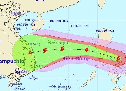 Bão Goni giảm cấp khi vào Biển Đông, tăng cấp khi đổ bộ Đà Nẵng - Phú Yên