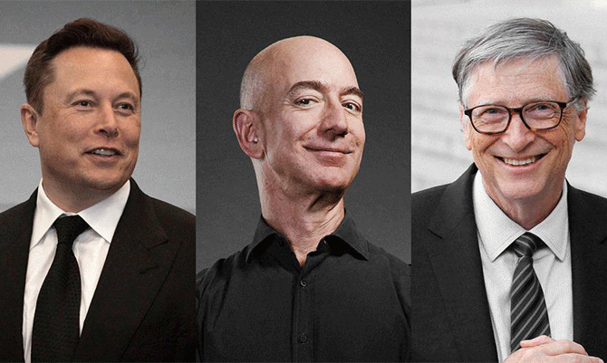 Elon Musk, Jeff Bezos và Bill Gates (từ trái sang) đều sống ở những bang không đánh thuế thu nhập cá nhân. Ảnh: Forbes.