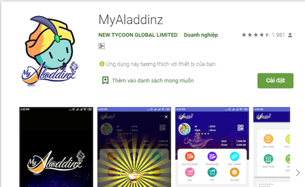 Công an tỉnh Hà Tĩnh và công an Bình Phước đã đồng loạt phát đi cảnh báo người dân khi sử dụng ứng dụng App thanh toán Myaladdinz