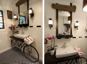 Ý tưởng thiết kế: Biến xe đạp cũ thành đồ trang trí phòng tắm