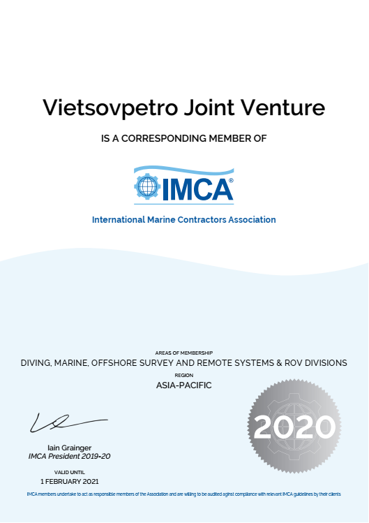 Vietsovpetro chính thức là thành viên Hiệp hội các nhà thầu Hàng hải quốc tế