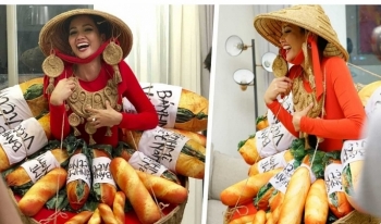 Hoa hậu H’Hen Niê gây chú ý khi diện trang phục toàn bánh mì