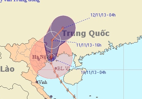 Bão Haiyan đang áp sát biên giới Việt - Trung