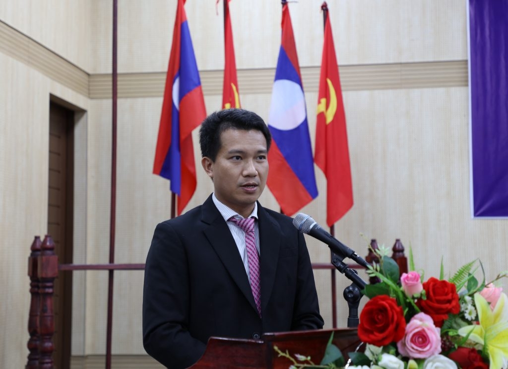 Ông Bùi Hữu Quyền – Giám đốc PVOIL Lào phát biểu tại buổi Lễ