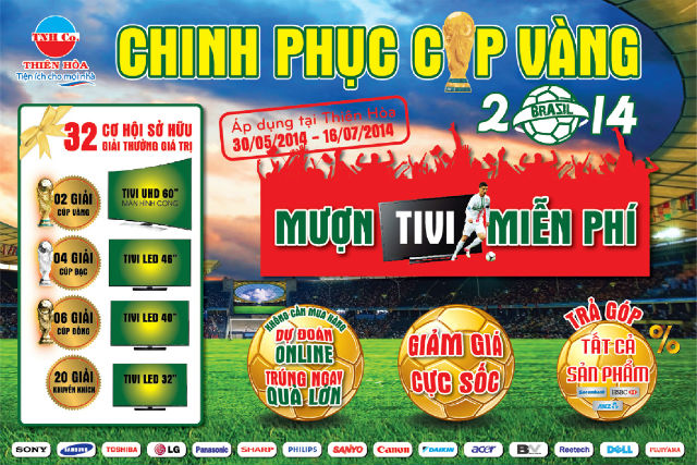 Cho mượn tivi miễn phí xem World Cup 2014