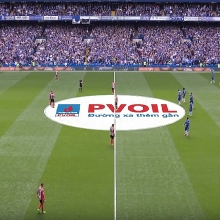 Thương hiệu PVOIL được quảng bá trên sóng Giải bóng đá Ngoại hạng Anh
