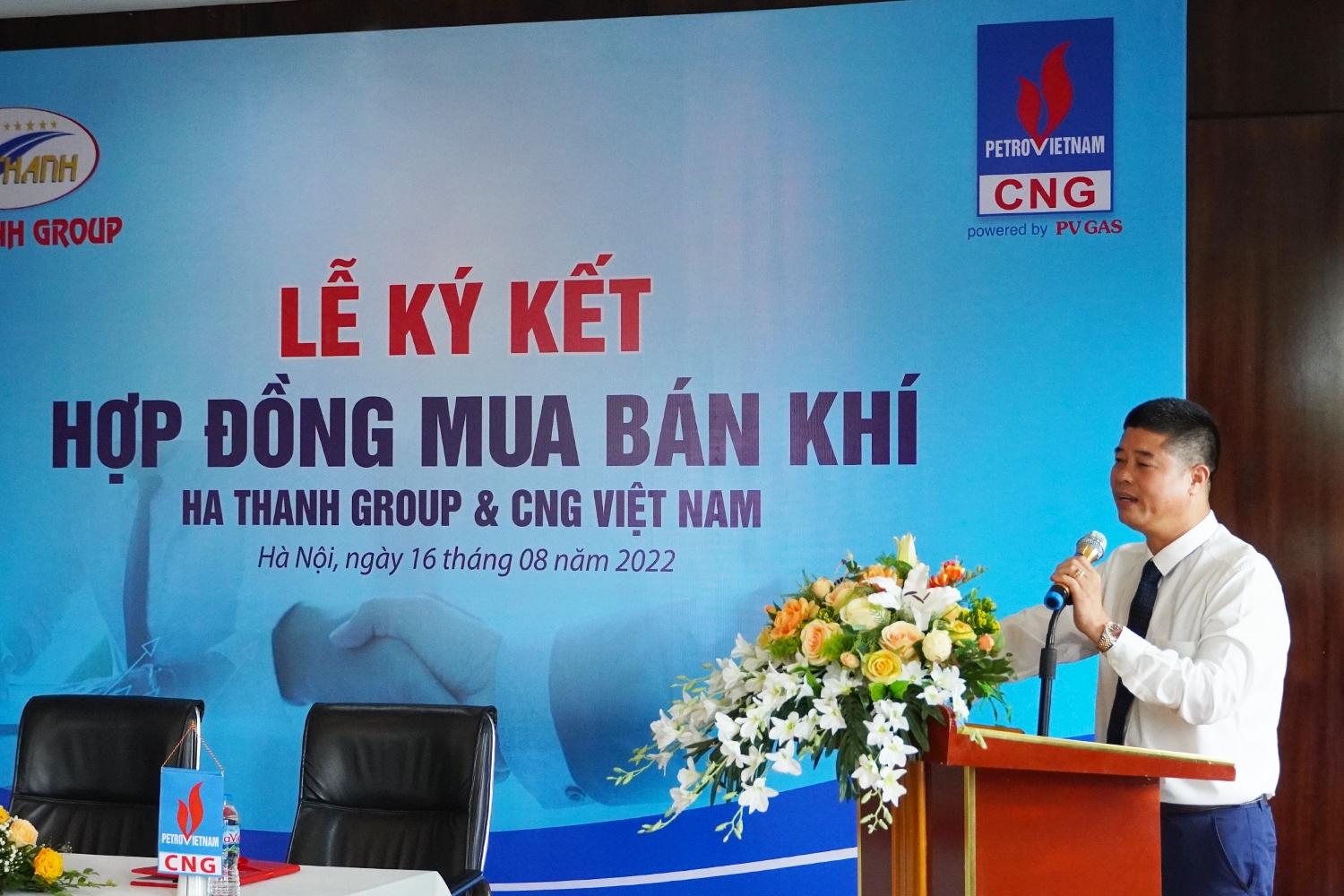 Ông Nguyễn Đức Hà - Chủ tịch HĐQT, Tổng Giám đốc Hà Thanh Group phát biểu