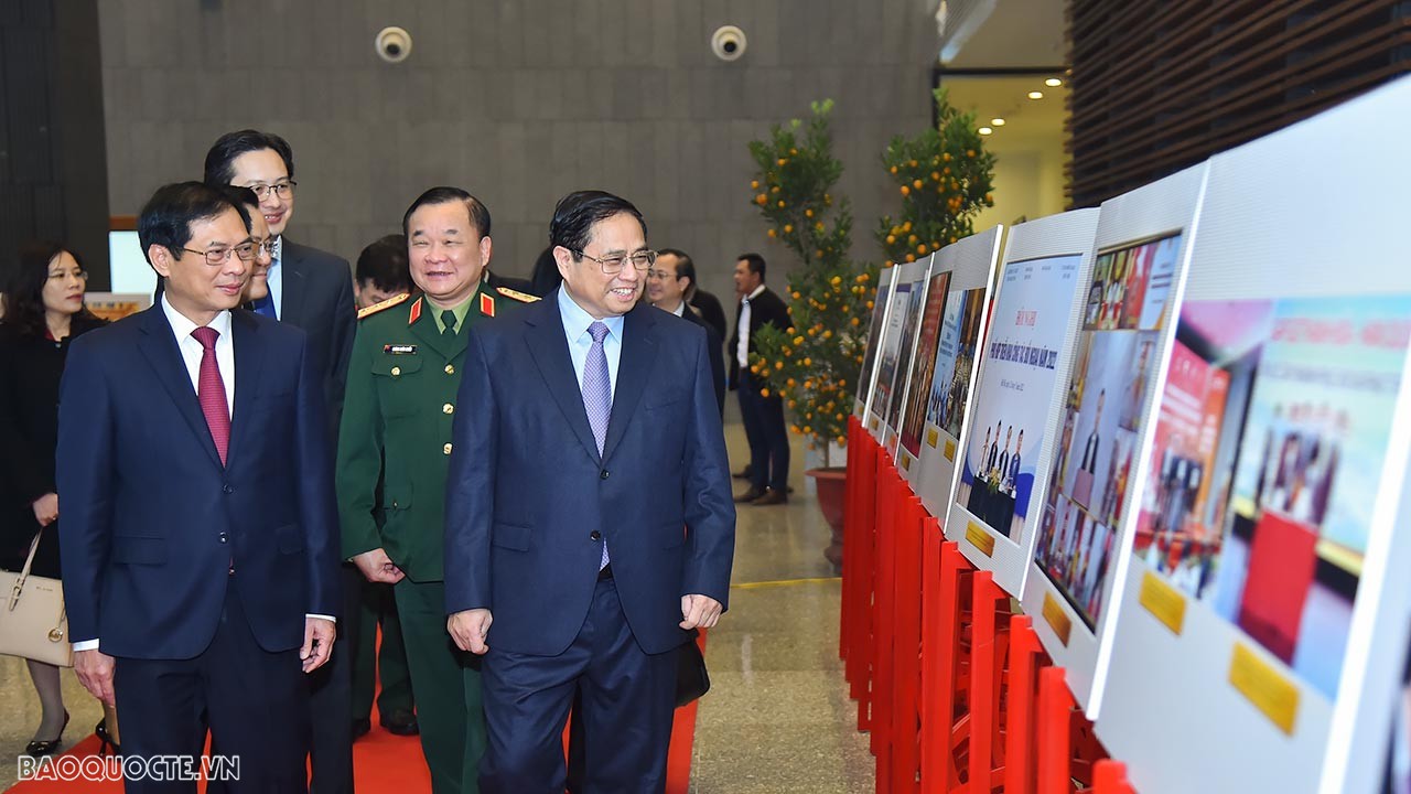 Thủ tướng Chính phủ Phạm Minh Chính dự và phát biểu ý kiến chỉ đạo Hội nghị tổng kết công tác ngành Ngoại giao năm 2022, triển khai phương hướng, nhiệm vụ năm 2023. (Ảnh: Tuấn Anh)