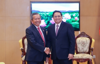 Thủ tướng Chính phủ Phạm Minh Chính tiếp Chủ tịch Hội hữu nghị Lào - Việt Nam
