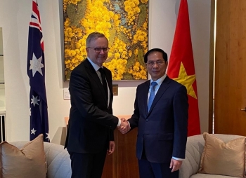 Bộ trưởng Bộ Ngoại giao Bùi Thanh Sơn chào xã giao Thủ tướng Australia Anthony Albanese