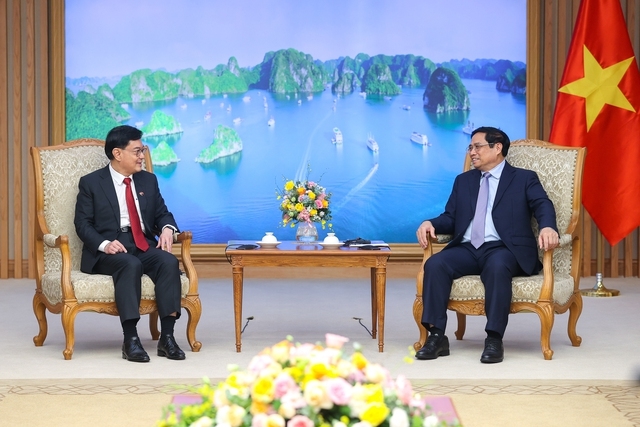 Thủ tướng Chính phủ Phạm Minh Chính tiếp  Phó Thủ tướng Singapore Vương Thụy Kiệt