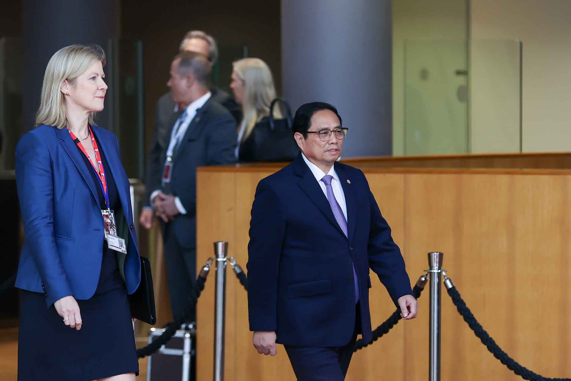 Thủ tướng Phạm Minh Chính tham dự Hội nghị cấp cao kỷ niệm 45 năm quan hệ ASEAN-EU. (Nguồn: VGP)