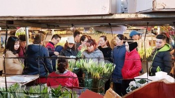 Chợ hoa đêm Quảng Bá tấp nập kẻ bán người mua