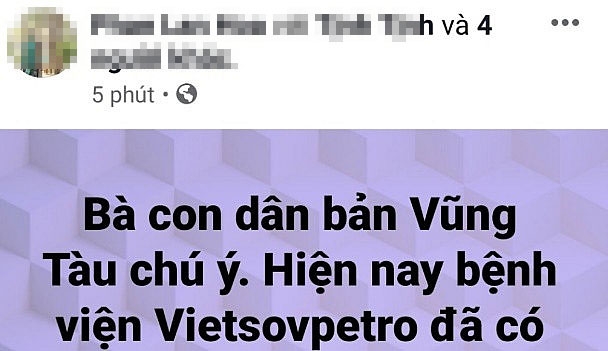 facebooker tung tin sai su that ve dich corona tai trung tam y te vietsovpetro