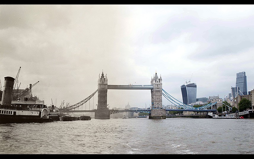 Cầu ở London qua ảnh ghép “xưa - nay”