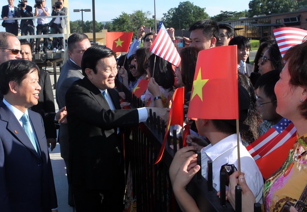 Hình ảnh Chủ tịch nước Trương Tấn Sang đến Hoa Kỳ